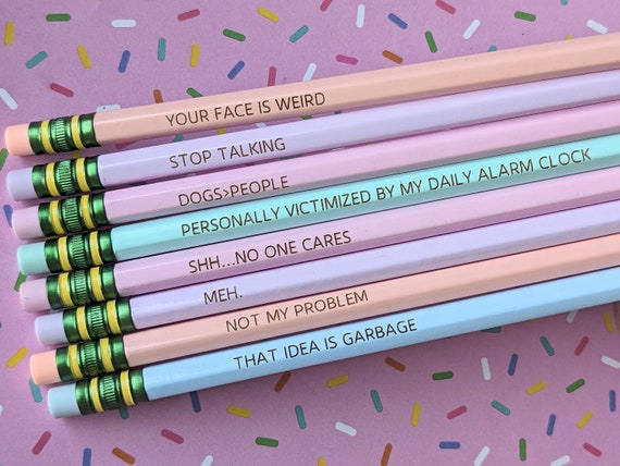 Funny Pastel Pencils-Ticonderoga Pencils-Custom Pencils- Funny Pencils-Stationary Gift-Funny Gift-White Elephant Gift-Funny Office Gift