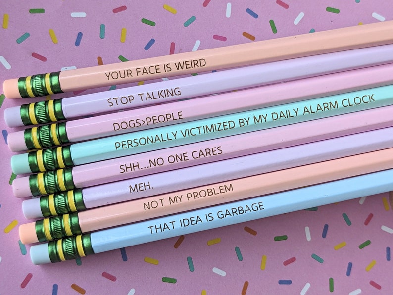 Funny Pastel Pencils-Ticonderoga Pencils-Custom Pencils- Funny Pencils-Stationary Gift-Funny Gift-White Elephant Gift-Funny Office Gift image 1