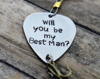 Handmade Stamped Fishing Lure -"Will you be my Best Man?"*Fisherman*Personalized Lure**Gift for Him**Father's Day**Wedding Gift*