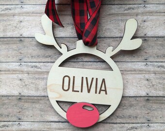 Personalized Reindeer Christmas Ornament - Ornament for Kids- Personalized Ornament - Gift Tag Ornament - Reindeer Ornament