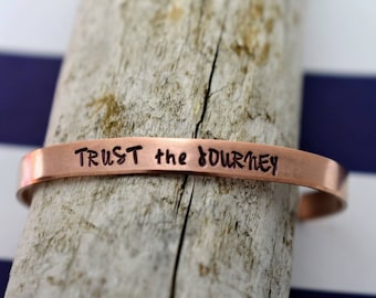 Trust The Journey Hand Stamped Cuff Bracelet - Inspirational Bracelet - Hand Stamped Cuff Bracelet -Graduation Gift - Daily Mantra