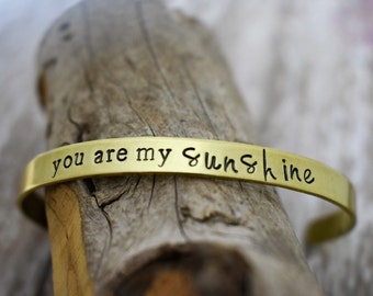 You Are My Sunshine Hand Stamped Cuff Bracelet* Mother/Daughter Gift*Mother's Day*Mother Daughter Jewelry*