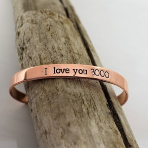 I Love You 3000 Bracelet - Hand Stamped Cuff Bracelet - Avengers Endgame Fan - Avengers Jewelry - I Love You - Iron Man