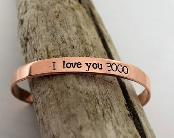 I Love You 3000 Bracelet - Hand Stamped Cuff Bracelet - Avengers Endgame Fan - Avengers Jewelry - I Love You - Iron Man