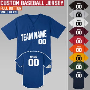 Custom Baseball Jersey / Small to 4XL / Full Button Jerseys / Uniform / Many Colors Available