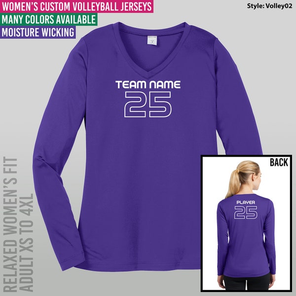 Custom Volleyball Jerseys for Women / Adult XS to  4X / Moisture Wicking Jersey / Long Sleeve Shirts