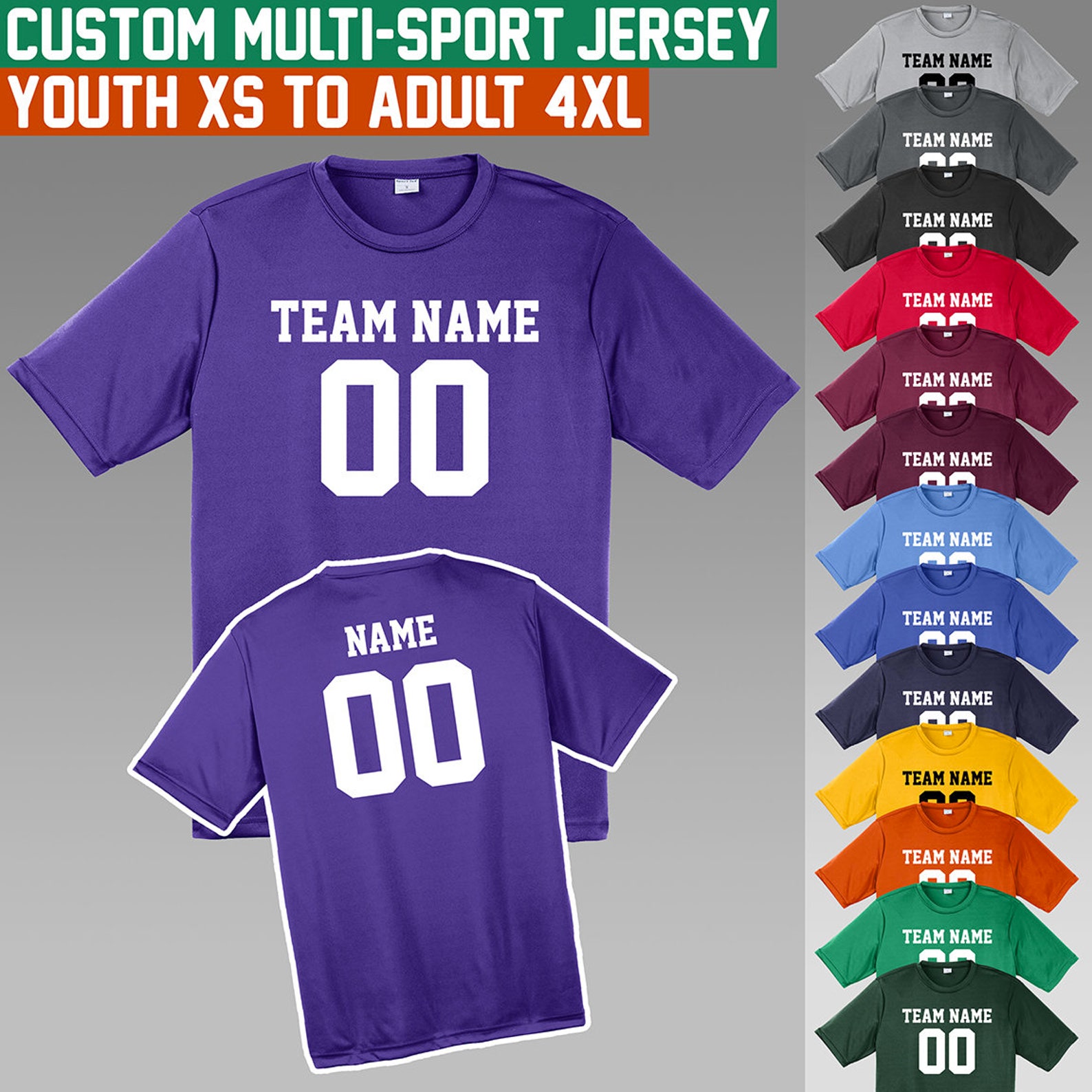 Custom Jerseys / XS to 4X / Youth and Adult Sizes / Moisture Etsy