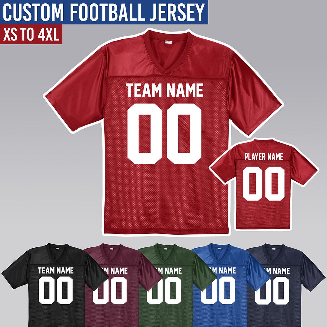 Custom Football Fan Jersey Add Names and Numbers Men's XS to 4XL