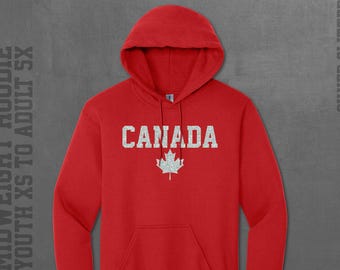 Sudadera con capucha de Canadá con purpurina plateada: jersey de hoja de arce roja