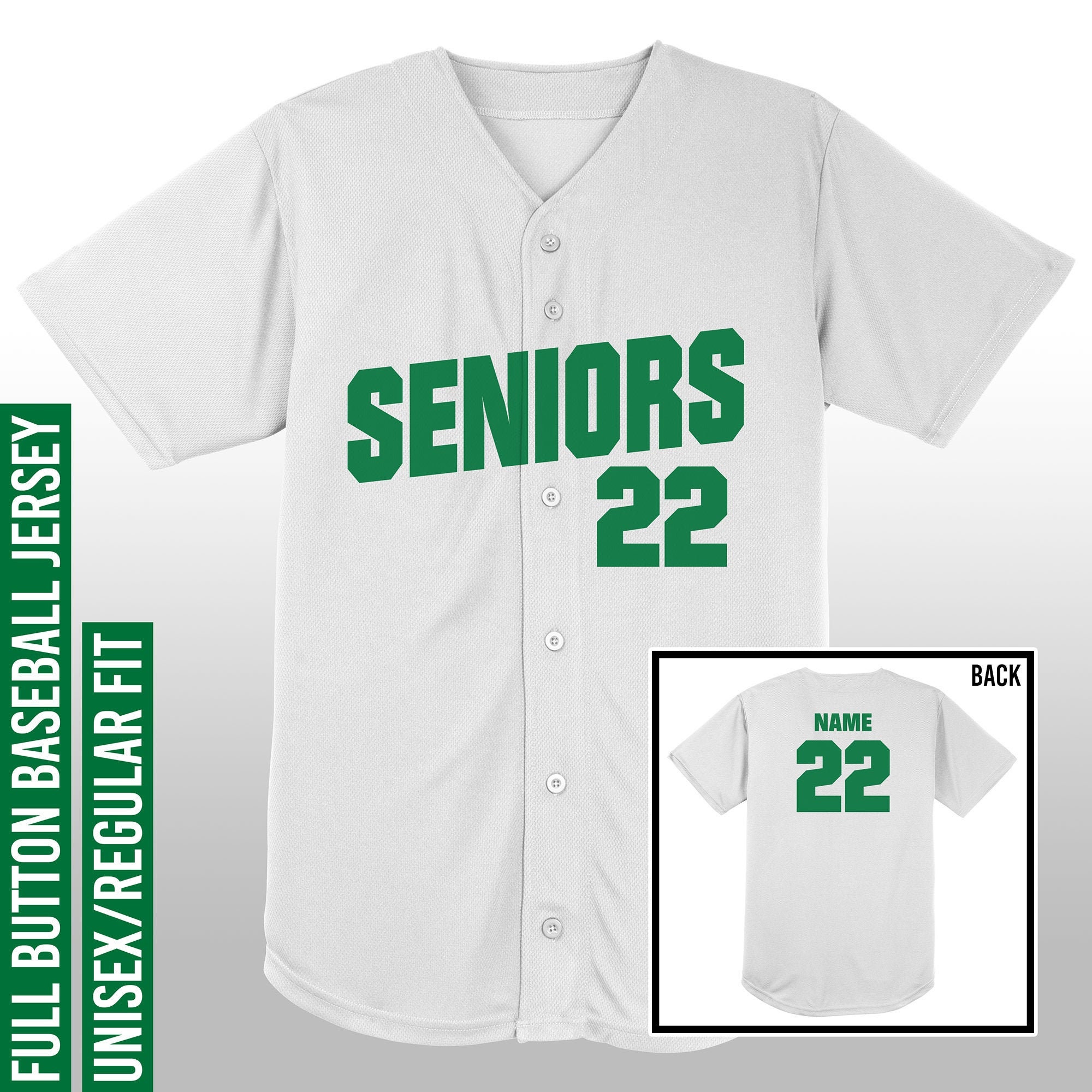 Seniors Baseball Jerseys / Full Button Jersey / Class of 2022 Etsy