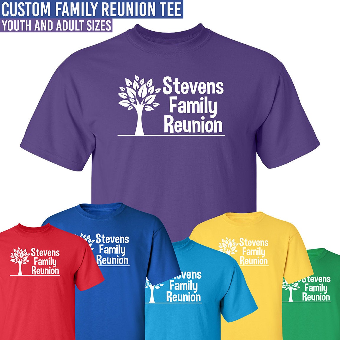 Screen Printed WHOLESALE T-shirts, Custom T-shirts, Personalized T-shirts  Family Reunion School Work Shirts Front & Back Printing 