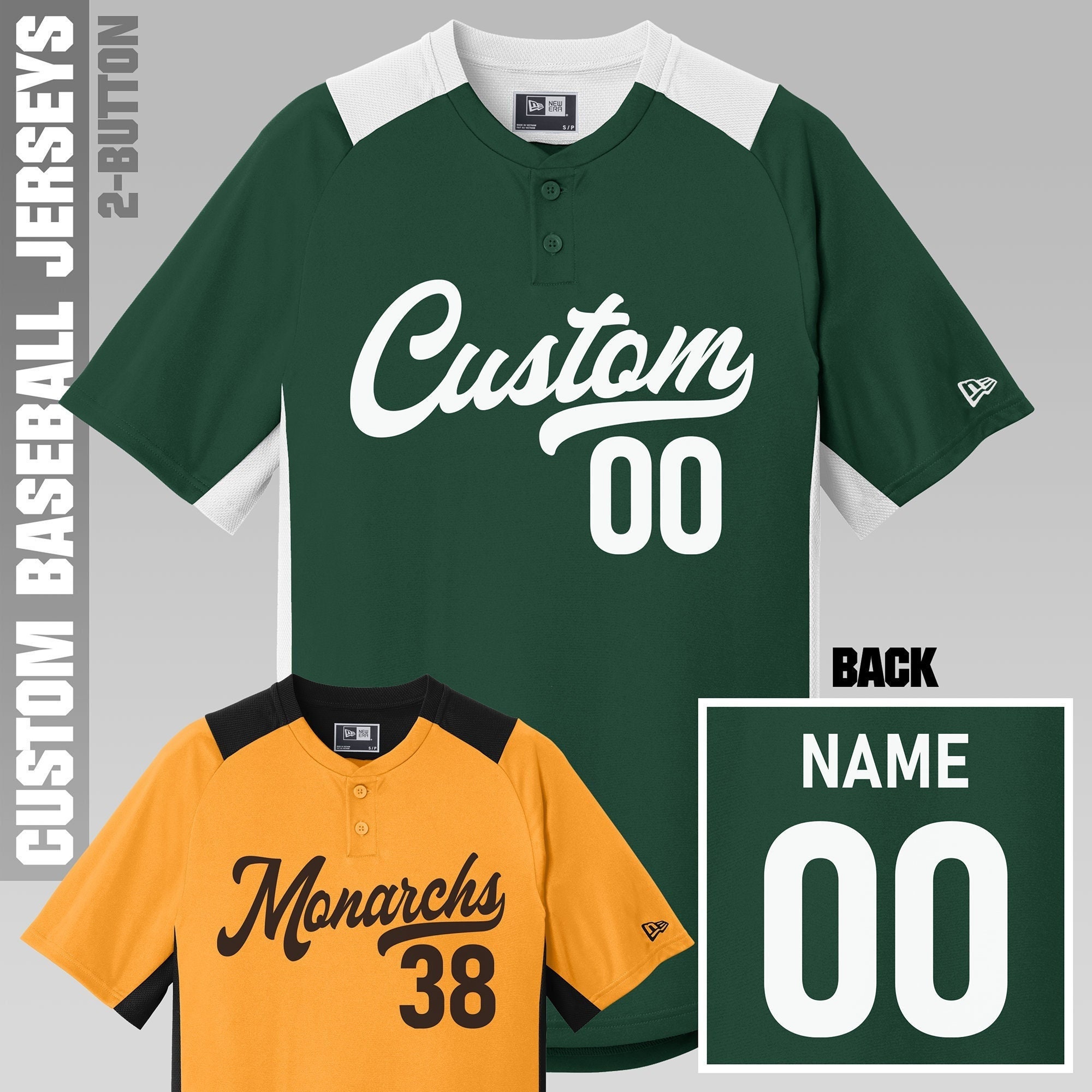 Custom Baseball Jersey / Youth XS to Adult 4XL / Two Button / Softball / Team Uniform / 2 Buttons / Uniforms