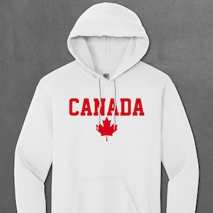 Canada Hoodie, White Sweatshirt, Youth XS to Adult 5X, Unisex Pullover, Canadian