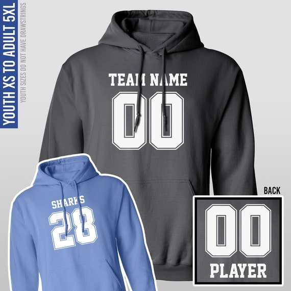 Custom Team Hoodie Hooded Pullover Sweatshirt Youth XS to Adult 5XL Football Personalize Customize Seniors Hoody Sweater Etsy Ireland