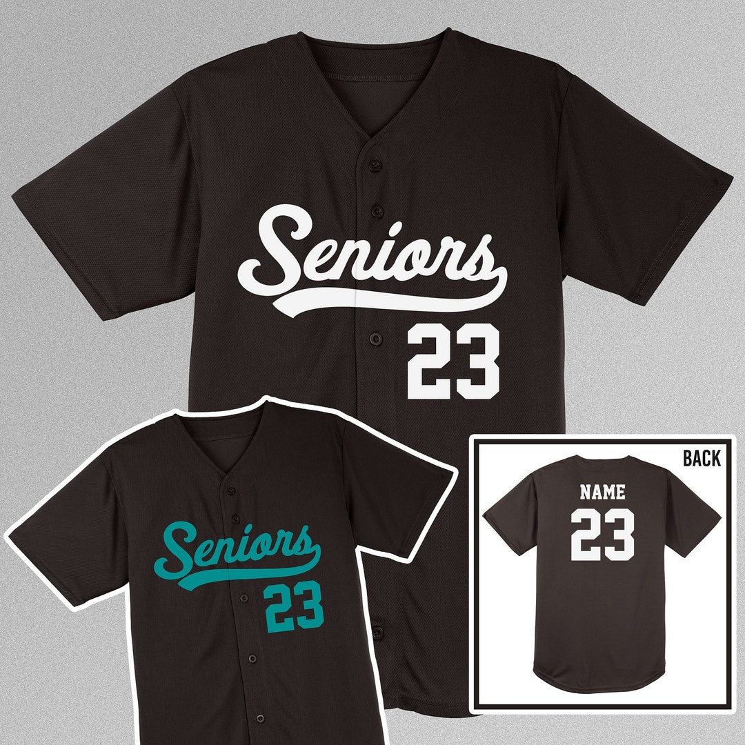 Seniors Baseball Jersey / Black Full Button Jerseys / Class of 23