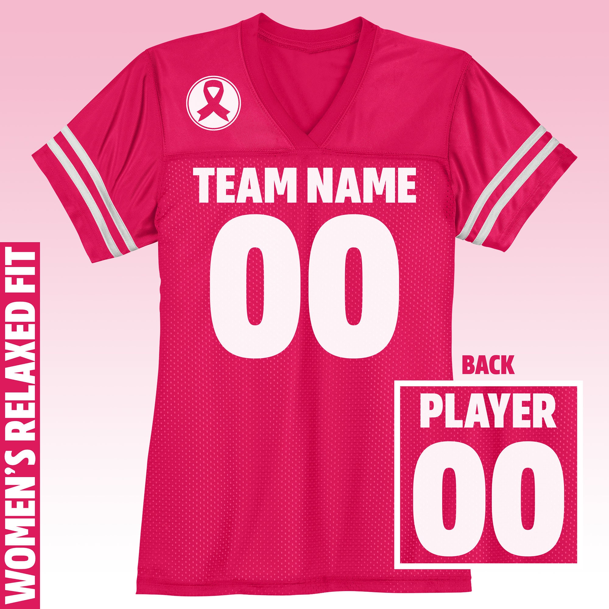 Breast Cancer Awareness Football Jersey / Women's Relaxed Fit / P…