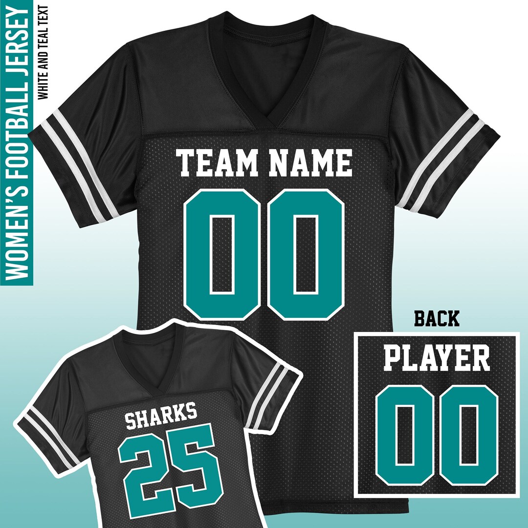 Custom Football Jersey / Women's Relaxed Fit / Black Jerseys / White
