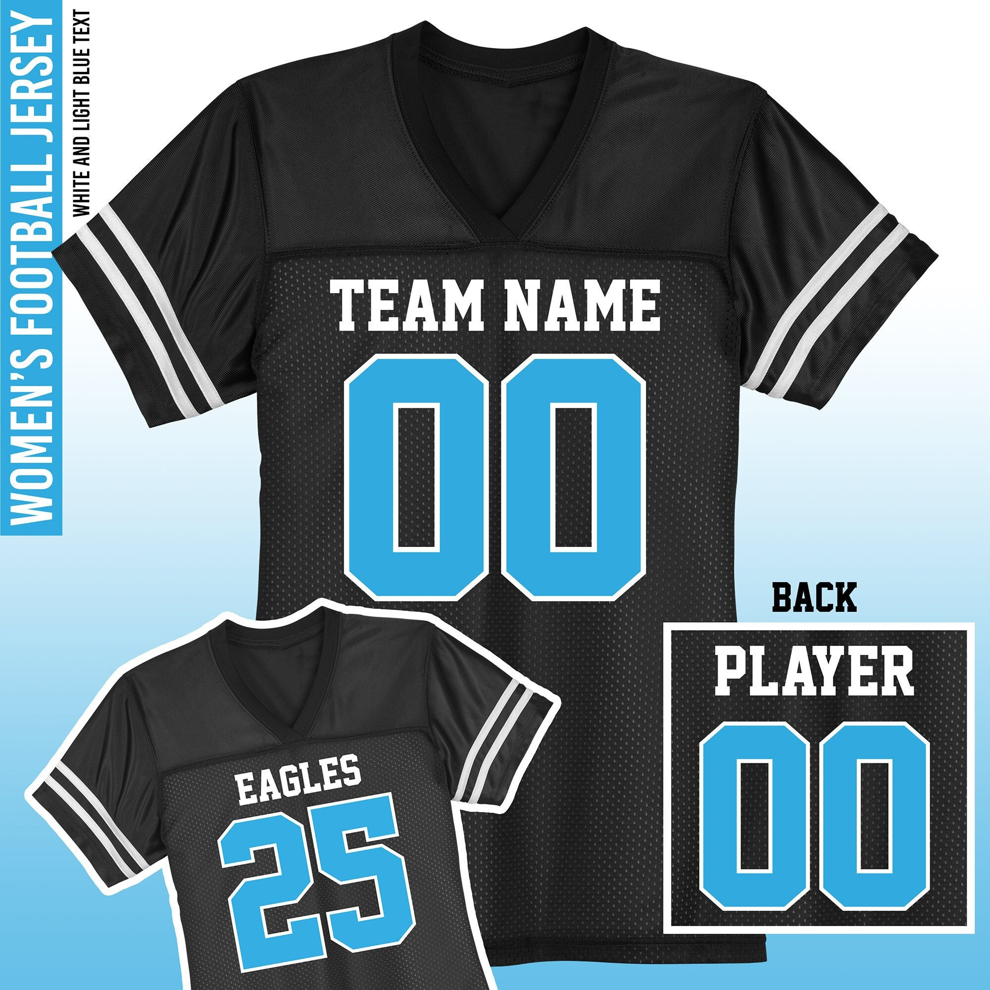 Custom Women's Football Jersey / Black Jerseys / White and -  Norway