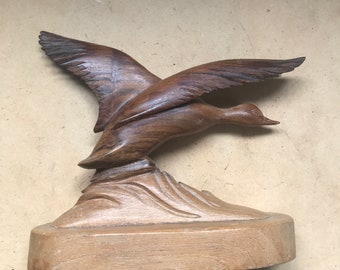 Vintage carved wooden bird Duck