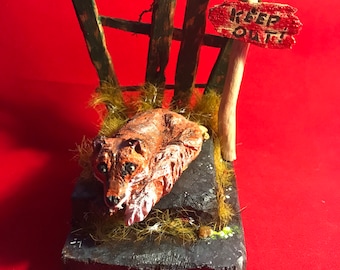FOX-sculptuur houtsnijwerk geüpcycled gerecycled
