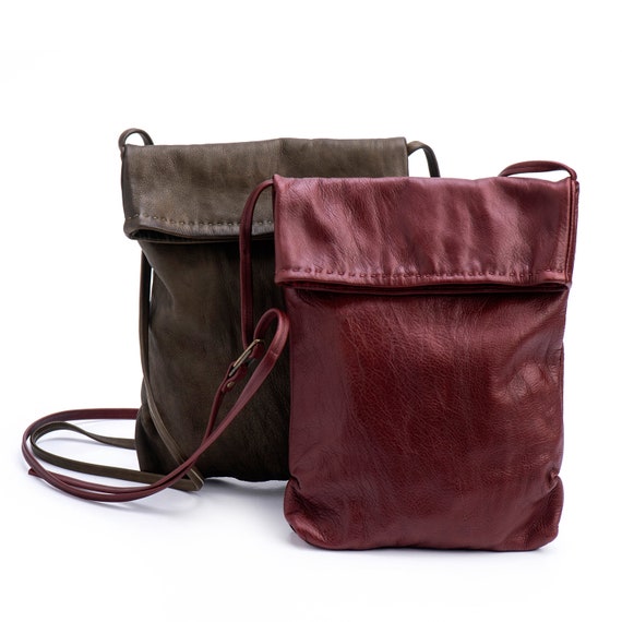 olive green leather crossbody bag