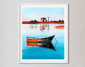 Sofort Download / druckbare Wand Kunst / Original Acryl Gemälde / Boot in der Bucht