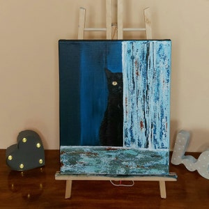 Original Acrylic Painting on Canvas / Realistic Animal Painting / Stray Cat on the Street  / Art