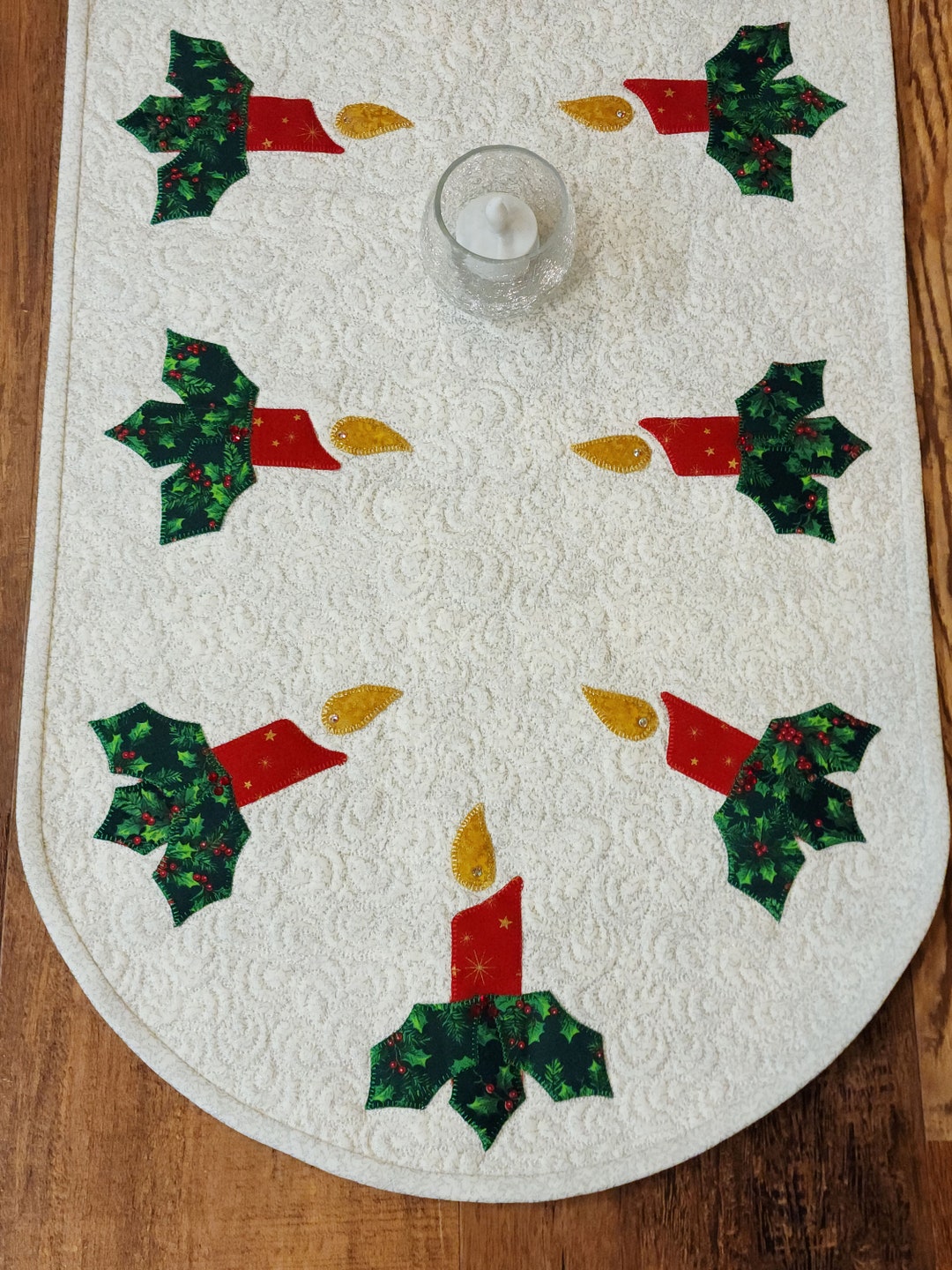 Christmas Quilt Table Runner, 49.5l X 15w Table Runner, Table