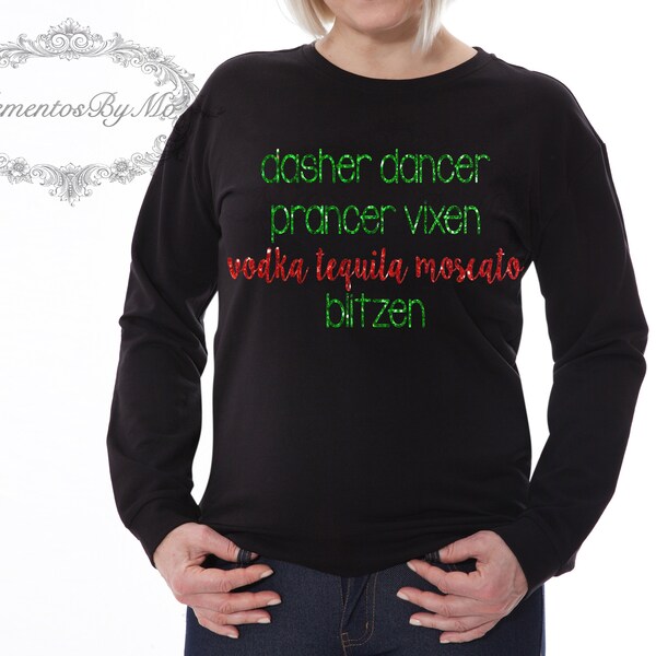 Dasher Dancer Prancer Vixen Vodka Tequila Moscato Blitzen Digital file Download Jpeg, Png, Pdf, Svg, diy drinking shirt, cut file, vinyl