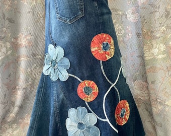 Gap jeans embellished denim maxi skirt. Size 8