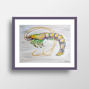 9 x 12 Mardi Gras Shrimp with Gold accents image 2