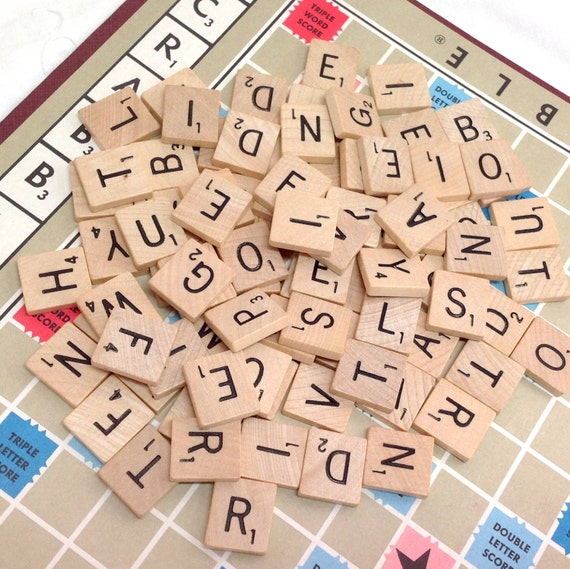 Scrabble Tiles Vintage 48 Random Letters Wood Game Piece Scrapbooking  Supply Personalized Crafting Embellishment and Jewelry 