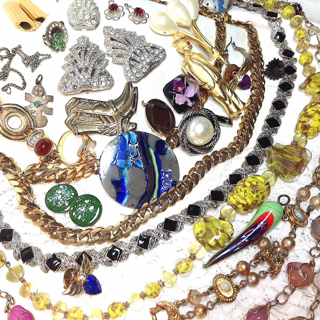 Broken Jewelry Lot With Junk Damaged or Missing Stones Use for Craft