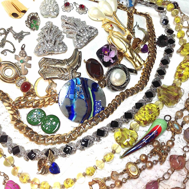 Broken Jewelry Lot With Junk Damaged or Missing Stones Use for Craft