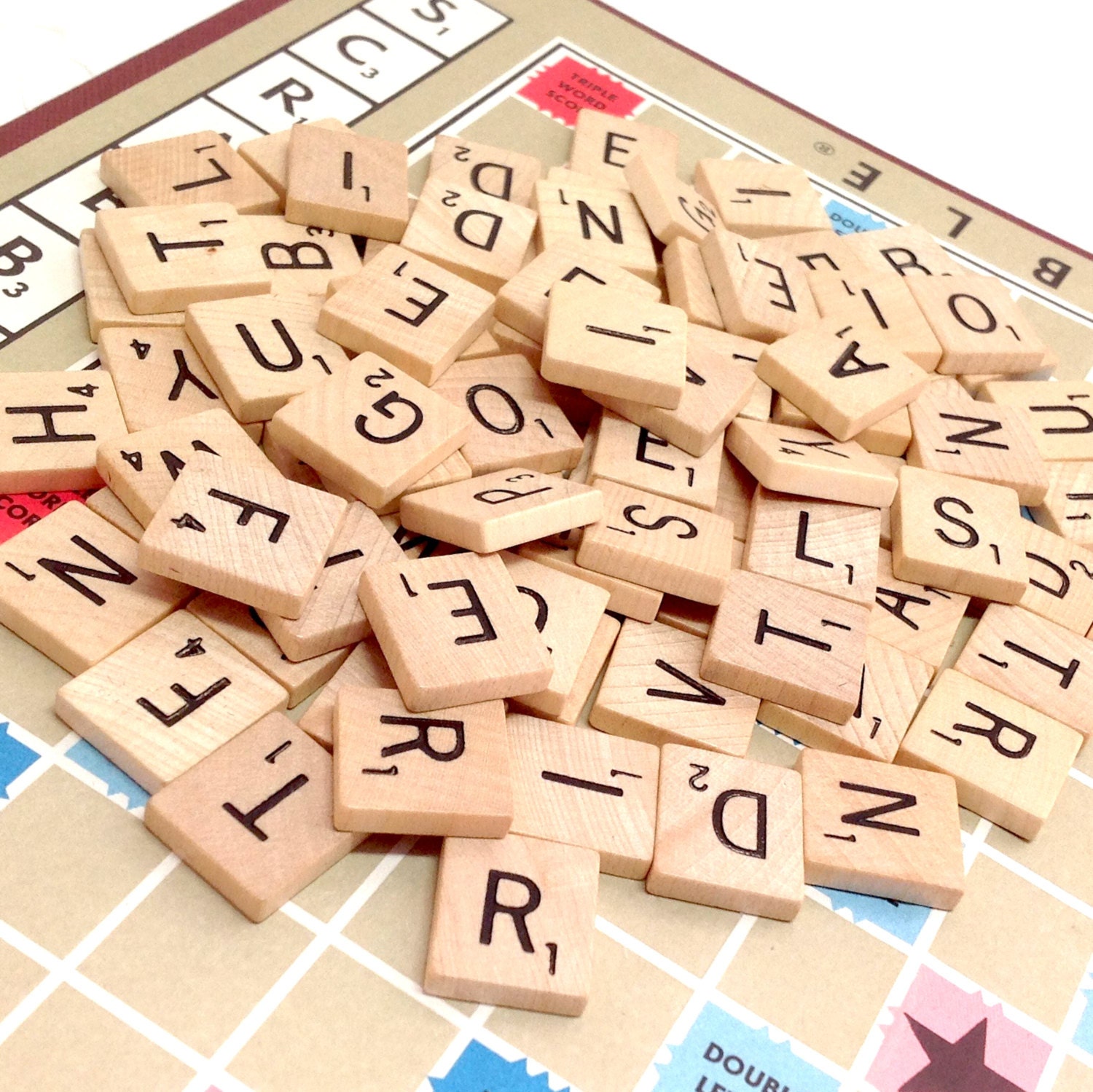 Scrabble Tiles Vintage 48 Random Letters Wood Game Piece Etsy