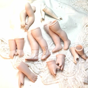 Vintage Bisque Doll Hands and Legs Lot Made in 1980s 7 pairs hands One pair White China hands Replacement Doll Parts