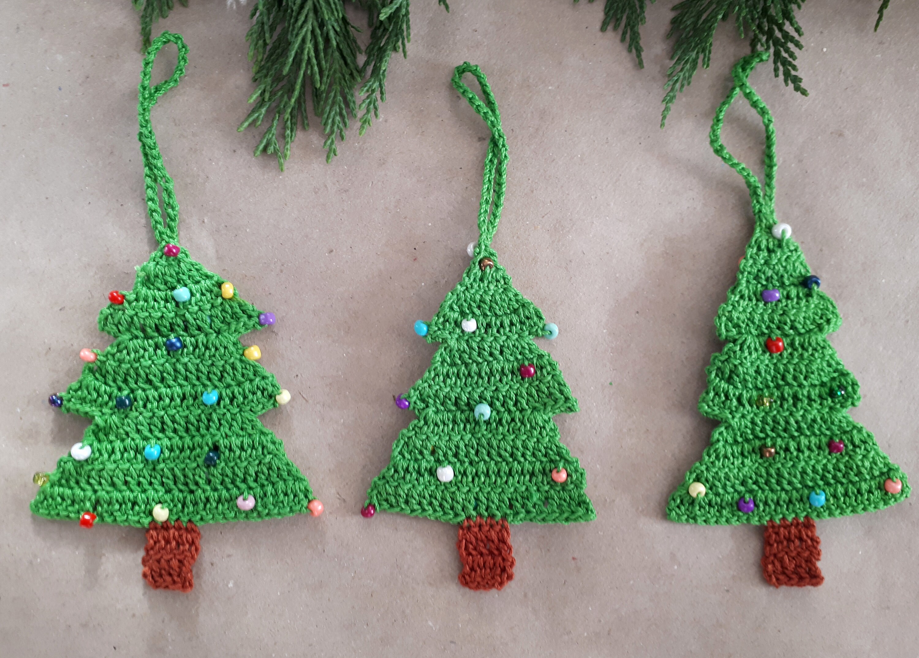 3 Christmas Tree Christmas Decoration Ornaments Crochet Etsy Australia