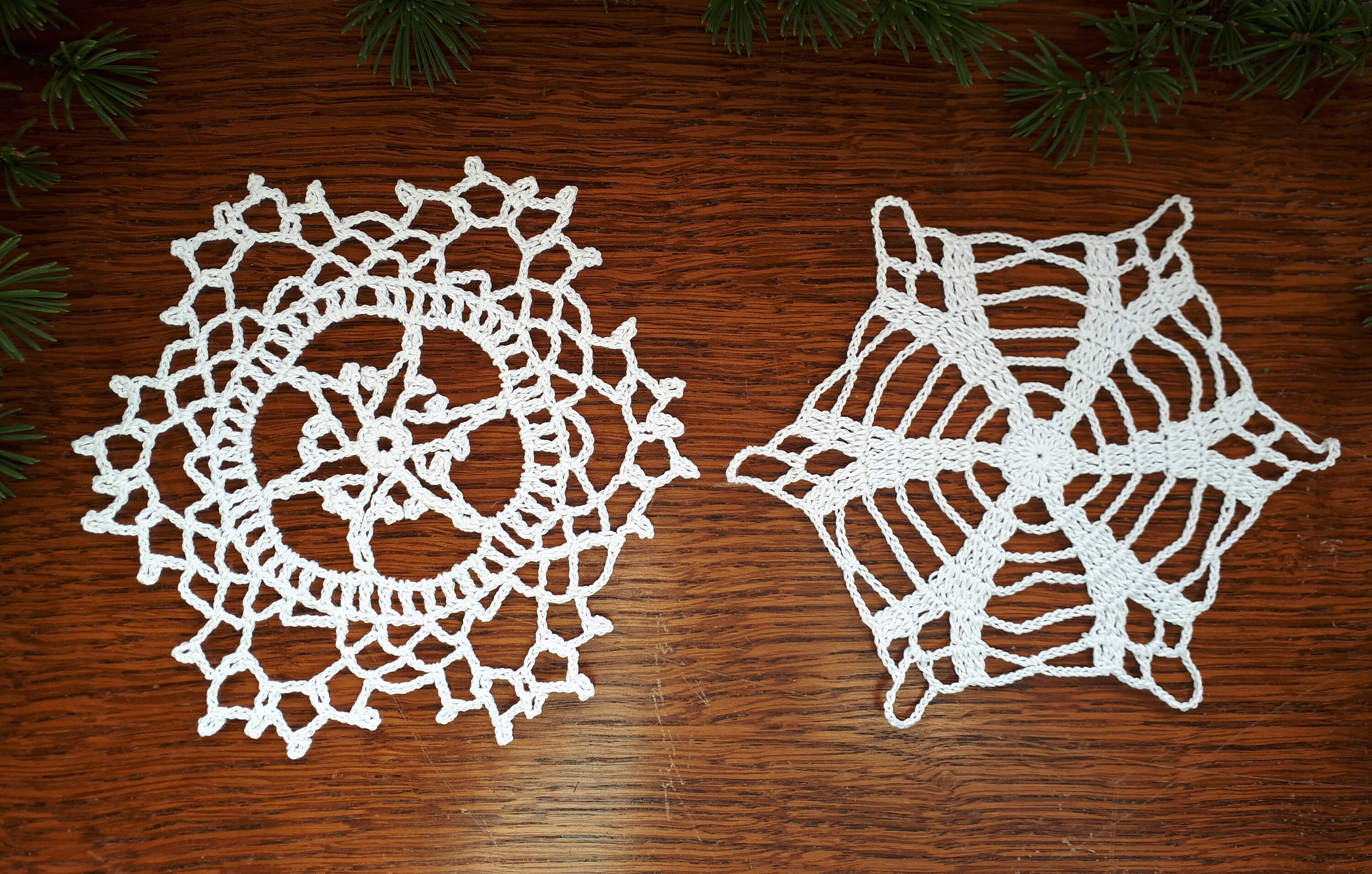 Ensemble de 2 Grand Flocon Neige Pour La Décoration d'arbre Noël, Crochet, Fait Main, Ornements Déco