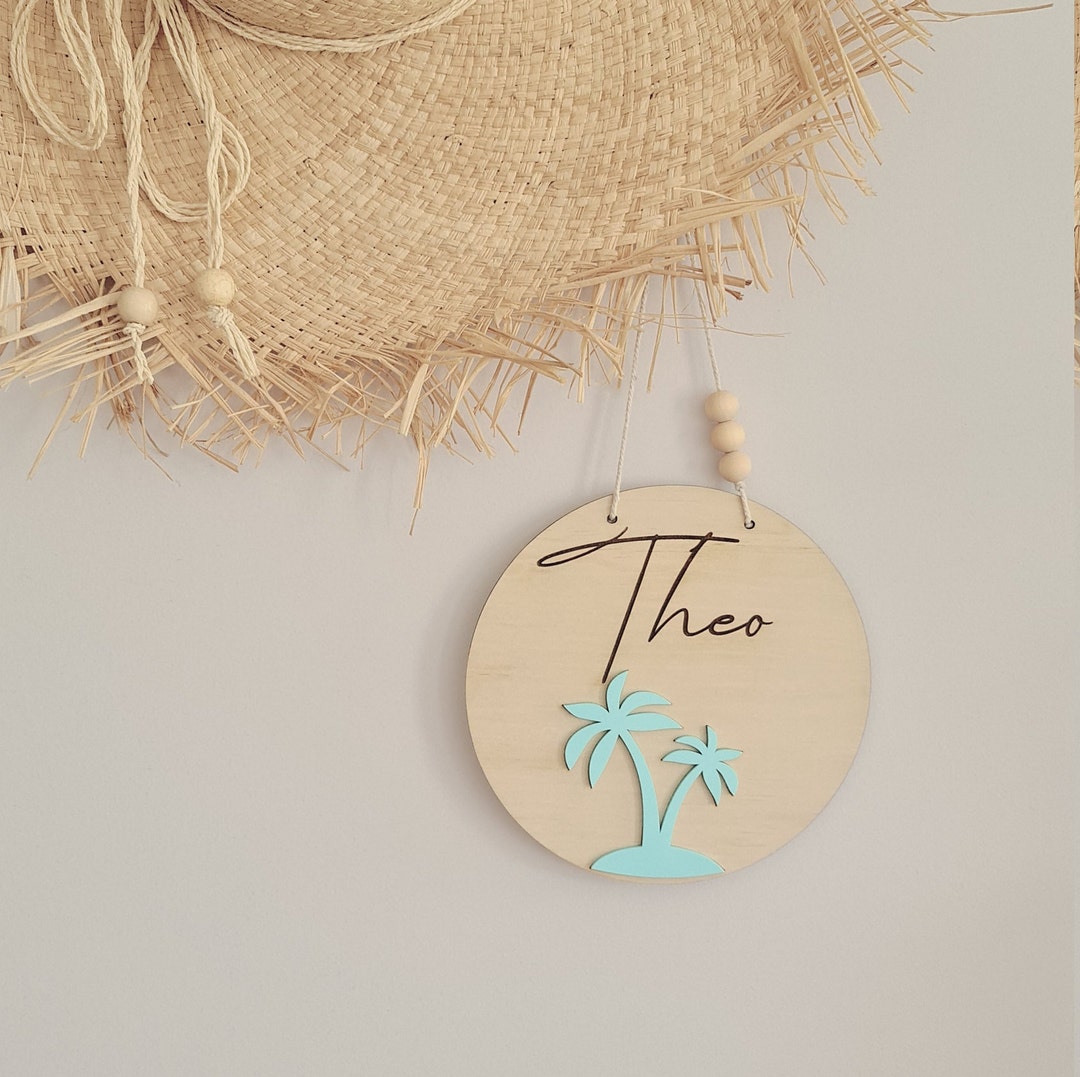 Palm Tree Name Plaque Timber Engraved Name Plaque Kids Etsy Australia