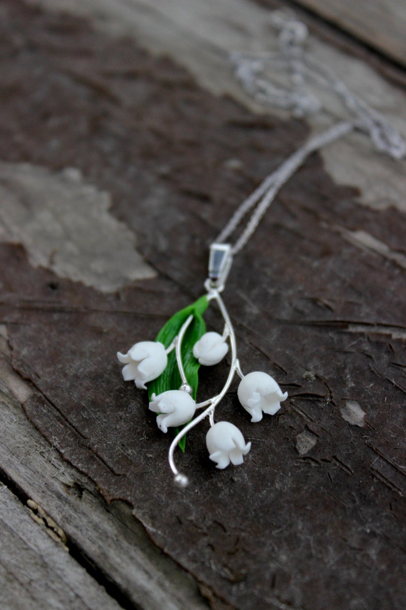 Polymer clay lily of the valley jewelry elegant silver Etsy