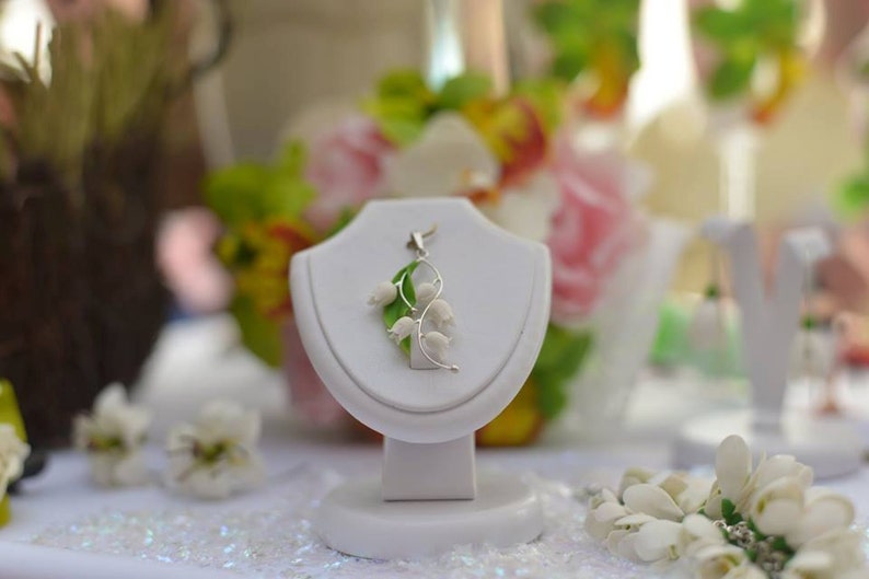 Polymer clay lily of the valley jewelry elegant silver Etsy