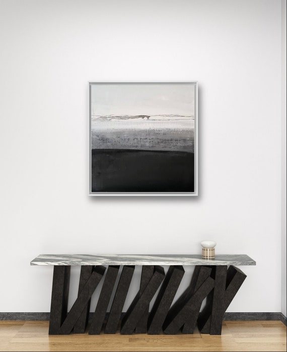 Black and white landscape painting with strong contrasts - commissioned abstract painting