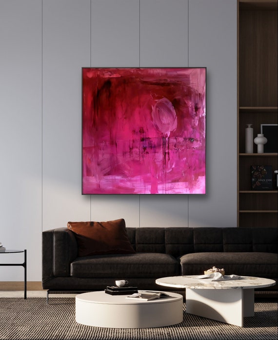 purple picture - artwork love greeting in spatula look - commissioned painting abstract