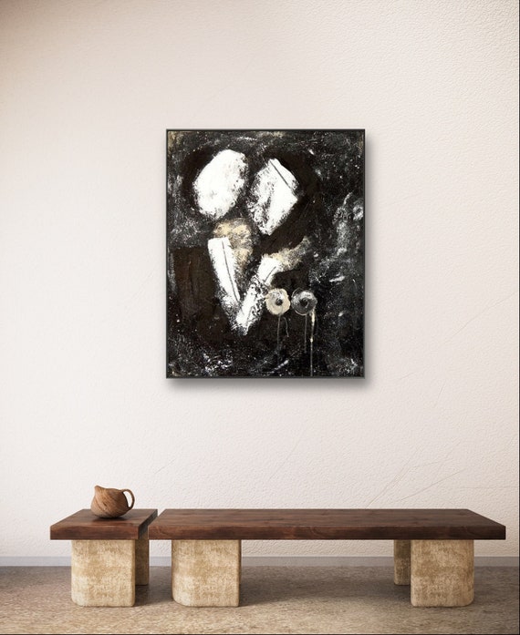 Black and white homage: Artwork reflects the depth of human relationships - Commissioned abstract painting