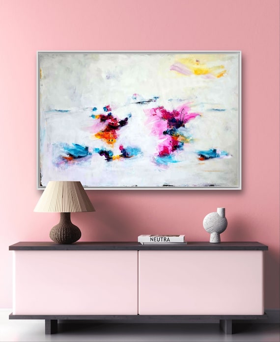 Abstract white painting full of joy and harmony love dance - commissioned painting abstract