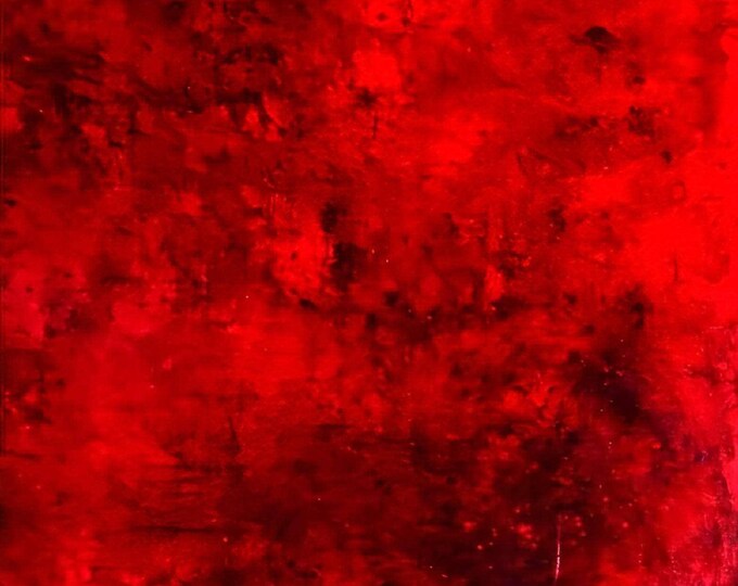 Powerful XXL red and black painting - energy source with strong momentum - commissioned abstract painting