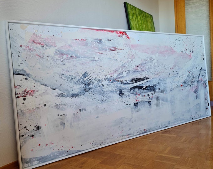 White painting including shadow gap frame - modern art - commissioned abstract painting