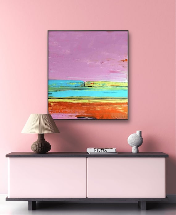 Abstract pink paintings as commission paintings for a minimalist living ambience - Commissioned abstract painting