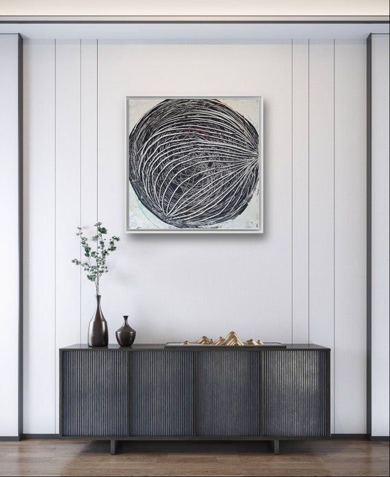 Minimalist artwork: Powerful contrasts in black and white - Commissioned abstract painting