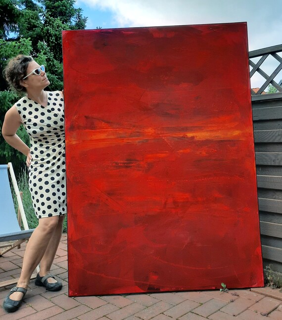 Pictures in large and red - Dawn - Commissioned abstract painting